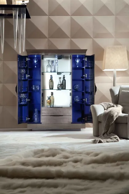 Luxurious bar unit from the Giorgio Collection featuring high-end finishes and functional interior storage.