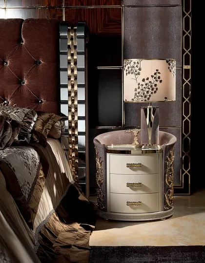 Bedside Table With Leather Lilium Collection, Italian furniture