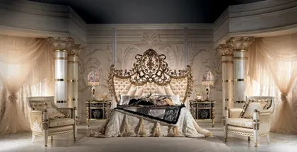 Bed in Metal With Upholstered Panel Royal Collection, classic italian bedroom furniture